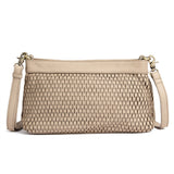 DEPECHE Leather clutch bag with perforated pattern Small bag / Clutch 177 Cream
