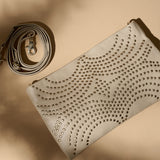 DEPECHE Leather clutch with gold studs Clutch 202 Vanilla