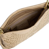 DEPECHE Leather clutch with gold studs Clutch 202 Vanilla