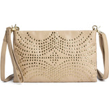 DEPECHE Leather clutch with gold studs Clutch 202 Vanilla