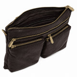 DEPECHE Leather crossover bag decorated with zipperpockets Crossover 033 Mocca