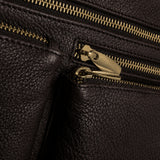 DEPECHE Leather crossover bag decorated with zipperpockets Crossover 033 Mocca