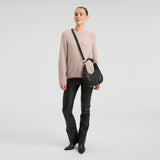 DEPECHE Leather crossover bag with perforated pattern Cross over 099 Black