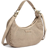 DEPECHE Leather crossover bag with perforated pattern Cross over 177 Cream