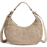 DEPECHE Leather crossover bag with perforated pattern Cross over 177 Cream