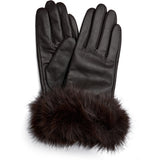 DEPECHE Leather gloves with faux fur Gloves 008 Chocolate