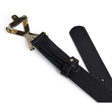 DEPECHE Leather jeans belt with cross buckle Belts 190 Black/Gold