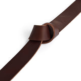 DEPECHE Leather jeans belt with eyelet details Belts 161 Dark brown