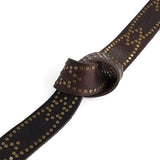 DEPECHE Leather jeans belt with studs Belts 161 Dark brown