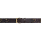 DEPECHE Leather jeans belt with studs Belts 161 Dark brown