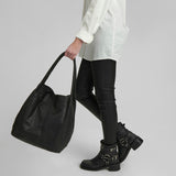 DEPECHE Leather shopper bag in a soft and wearable quality Shopper 099 Black