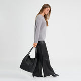 DEPECHE Leather shopper bag in a soft and wearable quality Shopper 099 Black