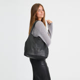 DEPECHE Leather shopper bag in a soft and wearable quality Shopper 099 Black