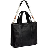 DEPECHE Leather shopper with boho rope strap Shopper 099 Black