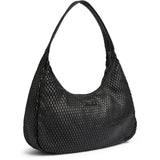 DEPECHE Leather shoulder and handbag with perforated pattern Shoulderbag / Handbag 099 Black
