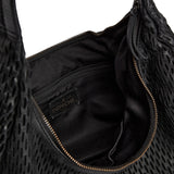 DEPECHE Leather shoulder and handbag with perforated pattern Shoulderbag / Handbag 099 Black