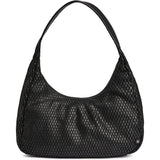 DEPECHE Leather shoulder and handbag with perforated pattern Shoulderbag / Handbag 099 Black