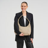 DEPECHE Leather shoulder and handbag with perforated pattern Shoulderbag / Handbag 177 Cream