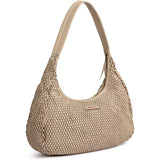 DEPECHE Leather shoulder and handbag with perforated pattern Shoulderbag / Handbag 177 Cream
