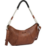 DEPECHE Leather shoulderbag with boho rope strap Shoulderbag / Handbag 040 Dark cognac