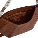 DEPECHE Leather shoulderbag with boho rope strap Shoulderbag / Handbag 040 Dark cognac