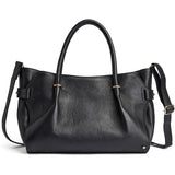 DEPECHE Leather work bag with gold trim details Shoulderbag / Handbag 099 Black