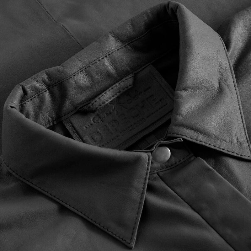 Depeche leather wear Long oversized leather shirt Dresses 099 Black (Nero)
