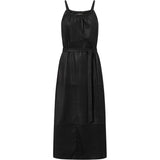 Depeche leather wear Midi leather dress with waist belt Dresses 099 Black (Nero)