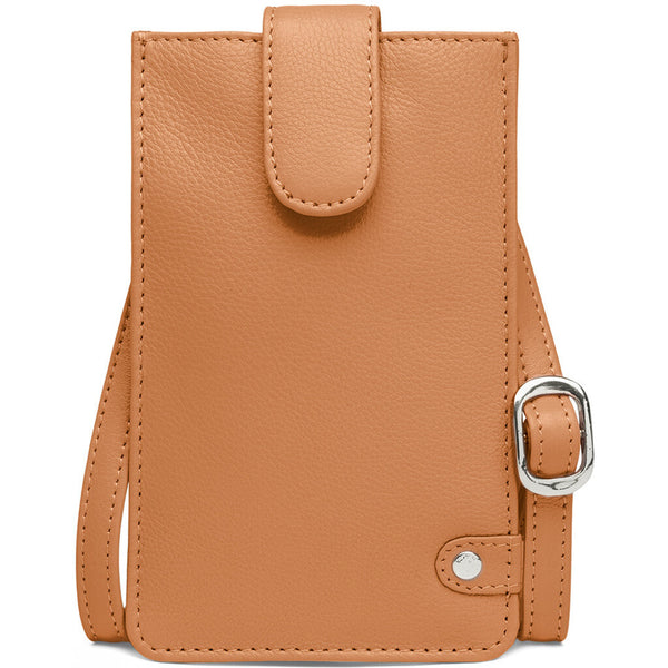 DEPECHE Mobile bag in soft leather and simple design Mobilebag 014 Cognac