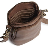 DEPECHE Mobile bag in soft vintage look leather Mobilebag 250 Dark Taupe