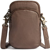 DEPECHE Mobile bag in soft vintage look leather Mobilebag 250 Dark Taupe