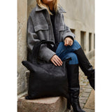 DEPECHE Oversize shopper bag in vintage look Shopper 099 Black