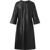 Depeche leather wear Pretty Raja knee-long leather dress Dresses 099 Black (Nero)