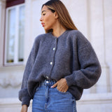 Depeche Clothing Sarah alpaca knit cardigan Knitwear 254 Grey Melange