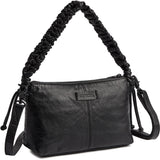 DEPECHE Sheep leather crossover bag with ruched strap Cross over 099 Black