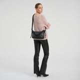 DEPECHE Sheep leather crossover bag with ruched strap Cross over 099 Black