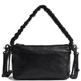 DEPECHE Sheep leather crossover bag with ruched strap Cross over 099 Black