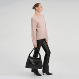 DEPECHE Sheep leather shoulderbag with ruched strap Shoulderbag / Handbag 099 Black