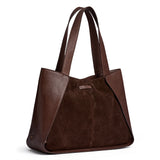 DEPECHE Shopper bag in suede and cow leather Shopper 008 Chocolate