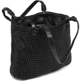 DEPECHE Shopper leather bag decorated with weaving Shopper 099 Black