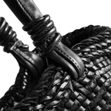 DEPECHE Shopper leather bag decorated with weaving Shopper 099 Black