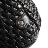 DEPECHE Shopper leather bag decorated with weaving Shopper 099 Black (Nero)