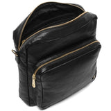 DEPECHE Simple crossover bag in beautiful leather Cross over 099 Black (Nero)