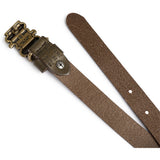 DEPECHE Slim classic leather belt Belt 189 Army/Brass