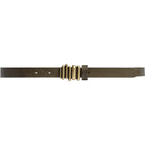 DEPECHE Slim classic leather belt Belt 189 Army/Brass