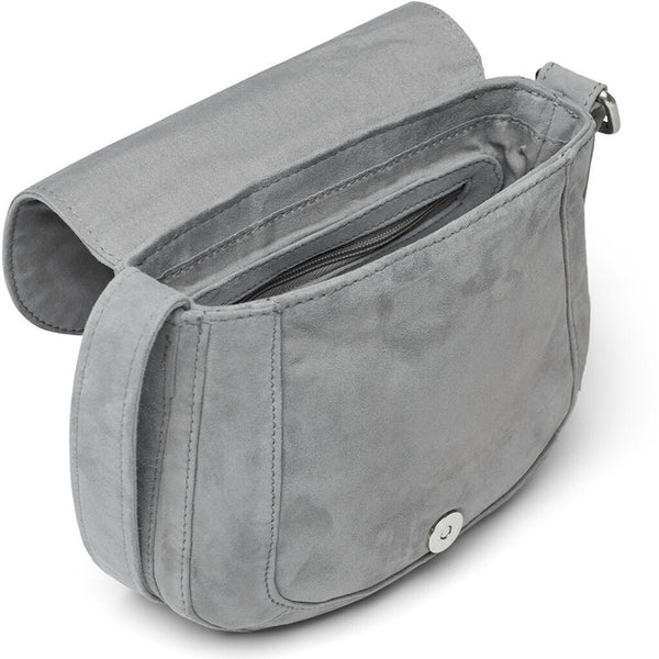 DEPECHE Small bag in suede with buckle detail Small bag / Clutch 240 Silver Grey