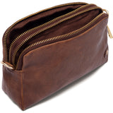 DEPECHE Small leather clutch in classic design Small bag / Clutch 133 Brandy