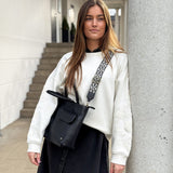 DEPECHE Stylish shoulder bag with adjustable canvas strap Shoulderbag / Handbag 099 Black (Nero)