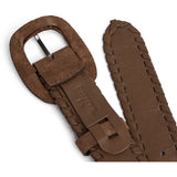 DEPECHE Suede belt with oval buckle Belt 327 Dark Camel