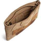 DEPECHE Suede clutch bag with brown patch details Clutch 011 Sand